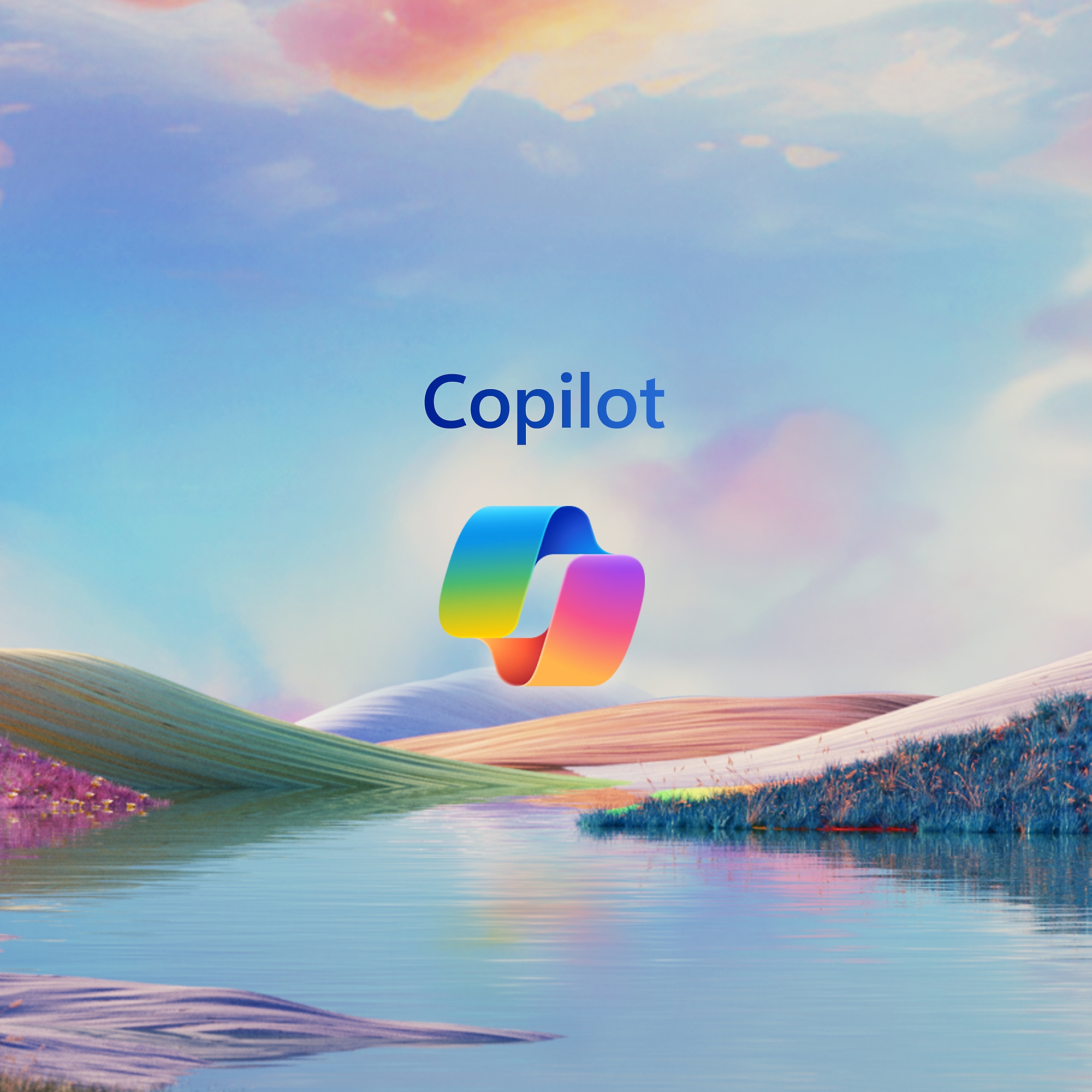 El logotipo de Copilot sobre un paisaje
