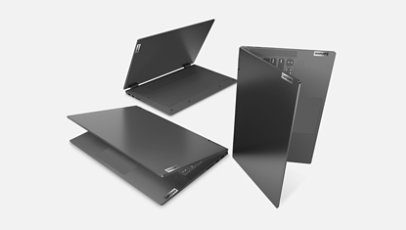  IdeaPad Flex 5 14 with hinge rotated into laptop, tent, and tablet modes.
