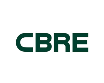 Logo van CBRE in groene tekst op een witte achtergrond.
