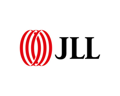 Rood abstract logo met overlappende, cirkelvormige elementen op een witte achtergrond.