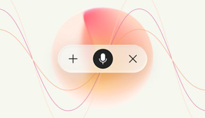 Voice input control with microphone and command options.