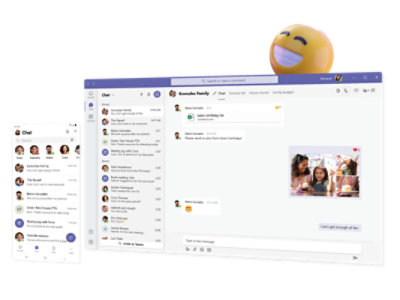 צ'אט של קבוצה משפחתית ב- Teams.