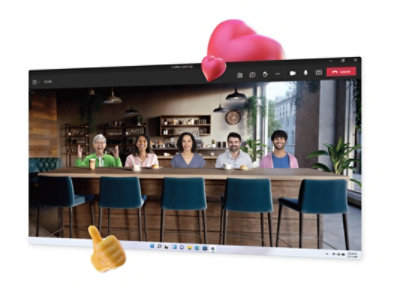 A Teams video call in Together mode.