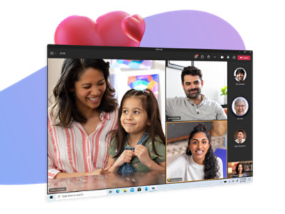 שיחת וידאו משפחתית ב- Teams.