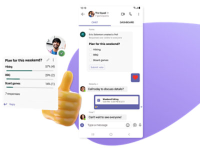 תצוגה ניידת של משאל והתוצאות שלו ב- Teams.