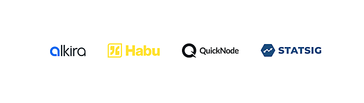 Logotipos de Alkira, Habu, QuickNode, Statsig