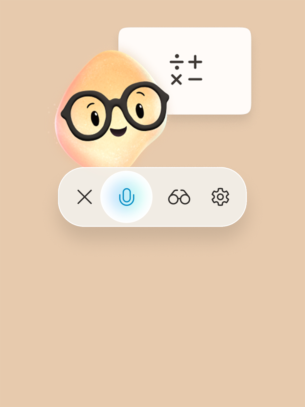 Copilot Mico above a row of interactive buttons with the microphone icon selected