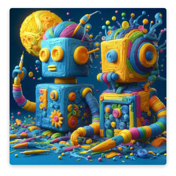 A 3D Claymation robot in the style of Van Gogh