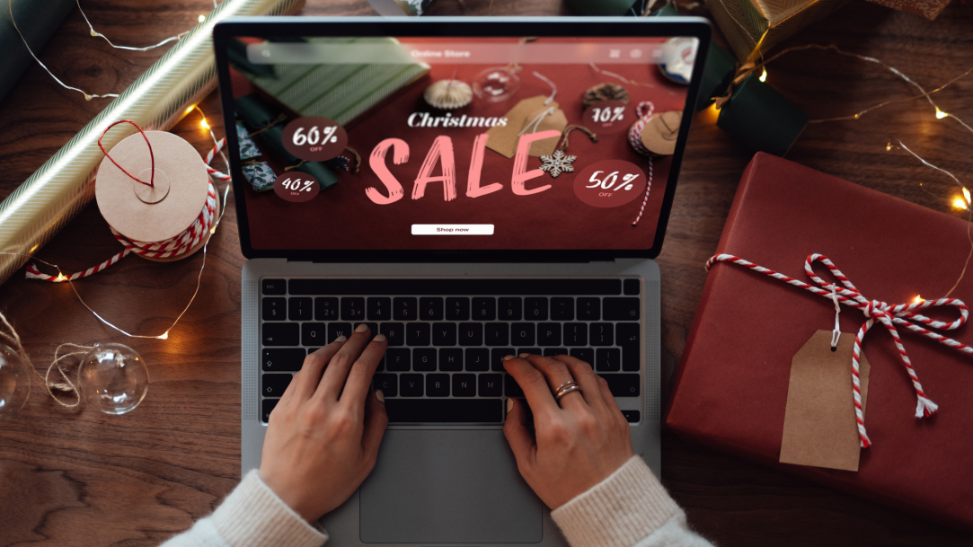 A PC laptop screen displaying holiday deals