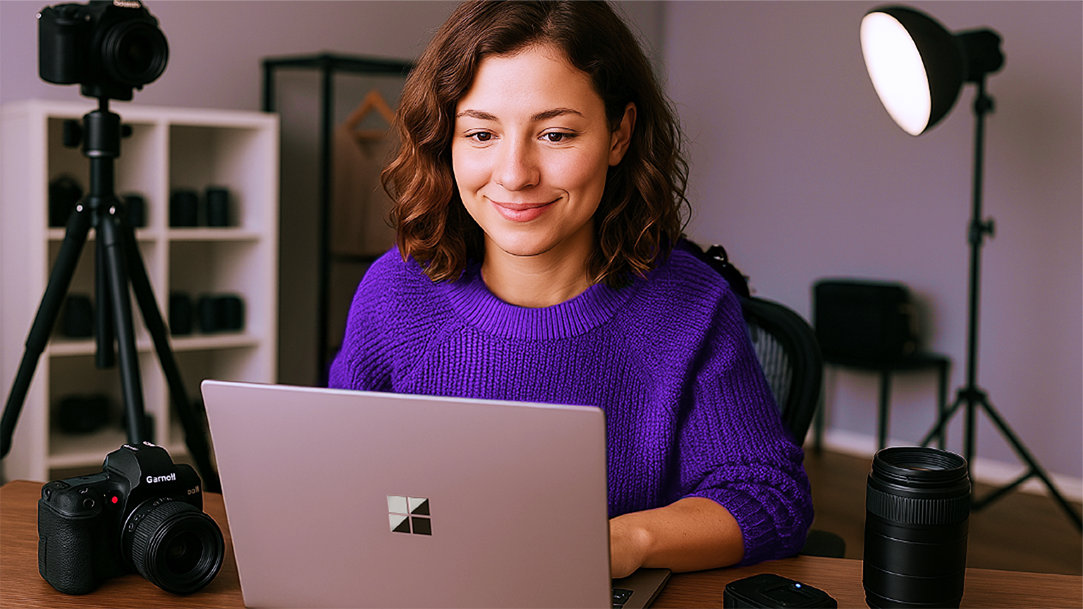 A Photographer editing her photos