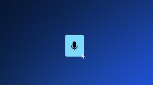 Une icône de microphone bleu et noir