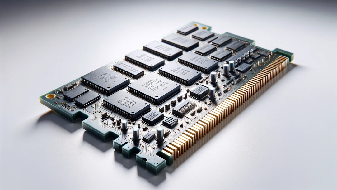 A close-up of a computer’s memory chip