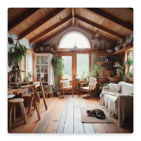 A cozy tiny house interior