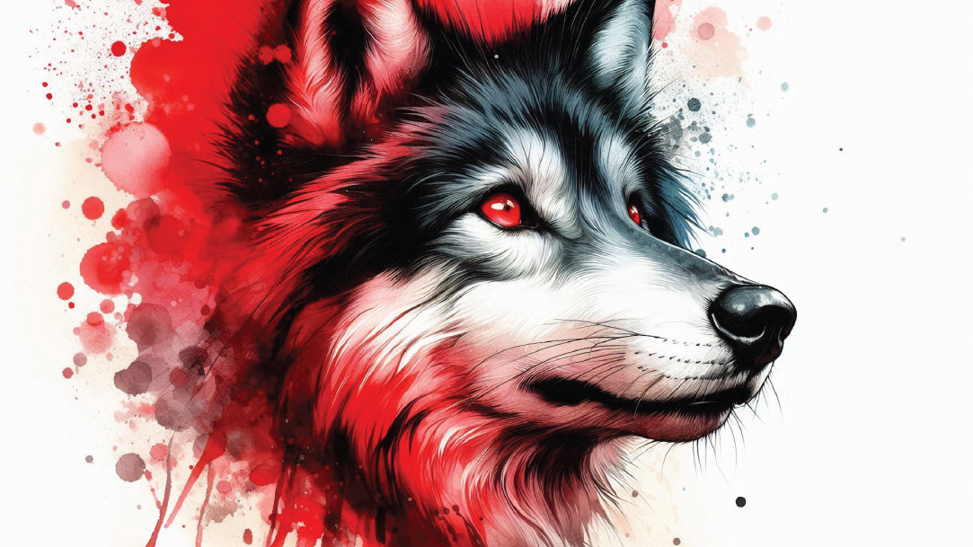 A digital illustration of a wolf