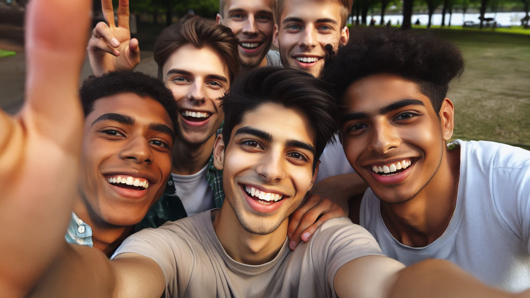 A group of friends smiling and laughing together