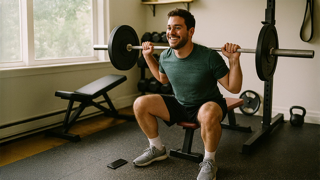 A happy person tracking their workouts with Copilot on their phone