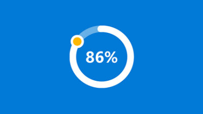 A line forming a circle with 86 percent of the circle outlined in white with the statistic of 86 percent in the middle of the circle