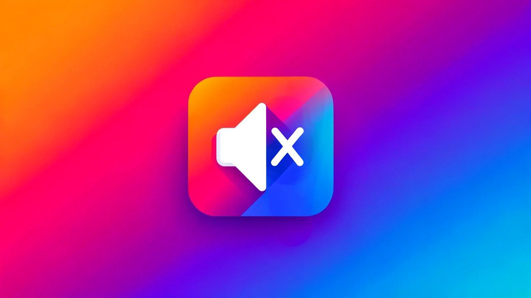 A mute icon on a colorful background