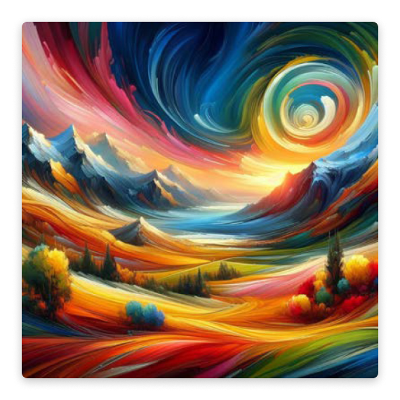 A painting of a landscape with bold, bright colors