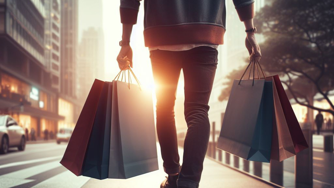 A person holding shopping bags