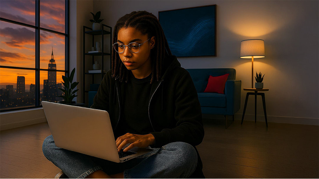 A student checks tech specs on a PC
