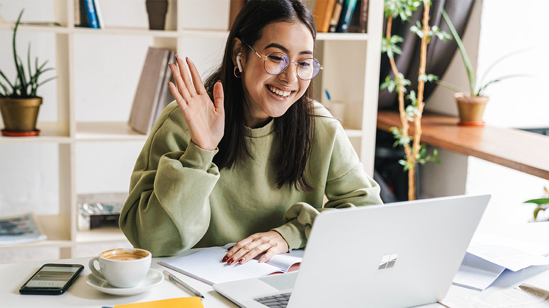 A student engaged in eLearning in her online school
