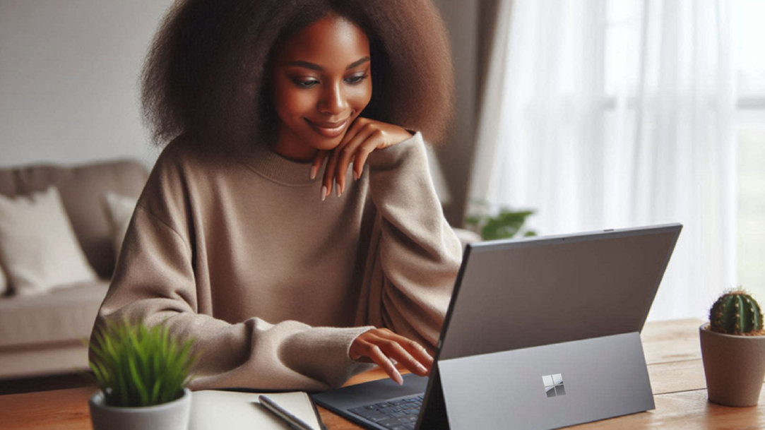 A woman working at her home office on a laptop