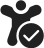 Illustrierte Sprechblasenperson mit einem Häkchen daneben