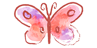 Pink and purple hand drawn butterfly.