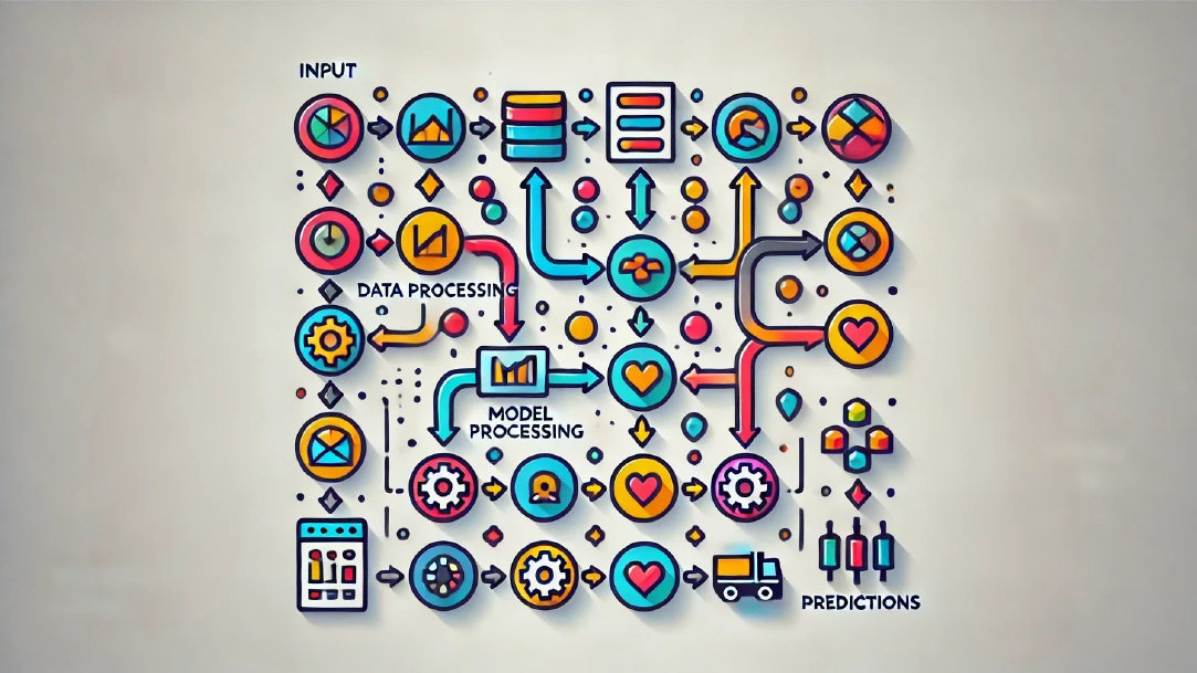 An abstract drawing of machine learning in process