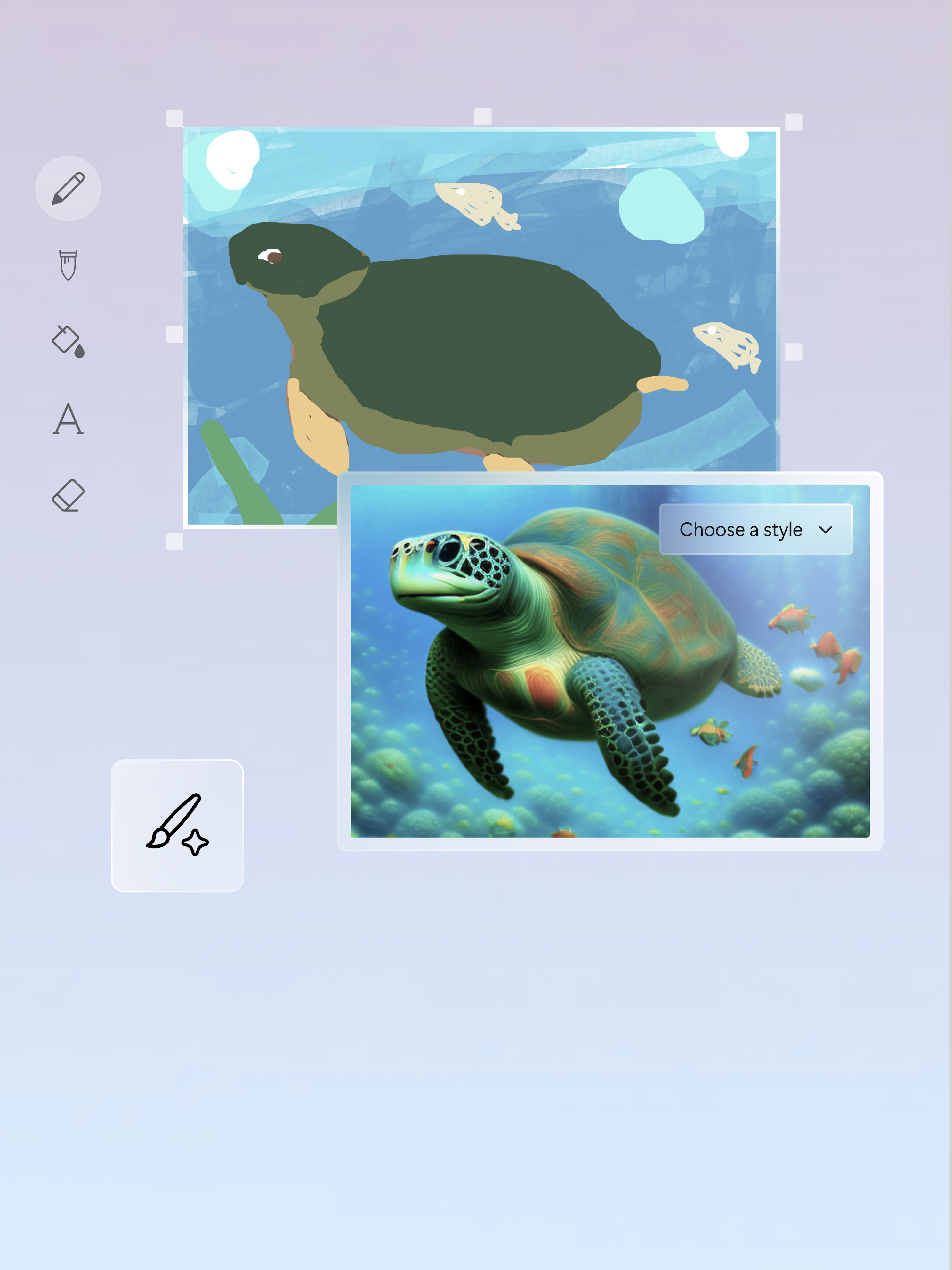 Un rendering artistico e un'immagine di una tartaruga
