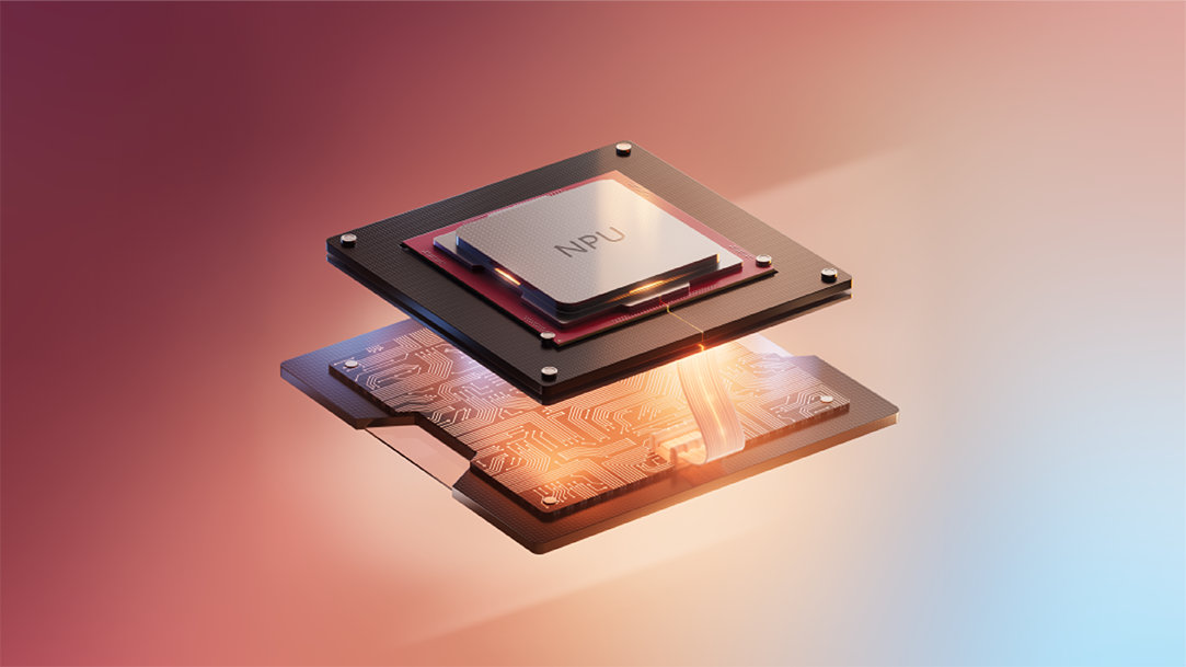 An image of a CPU integrated with an NPU