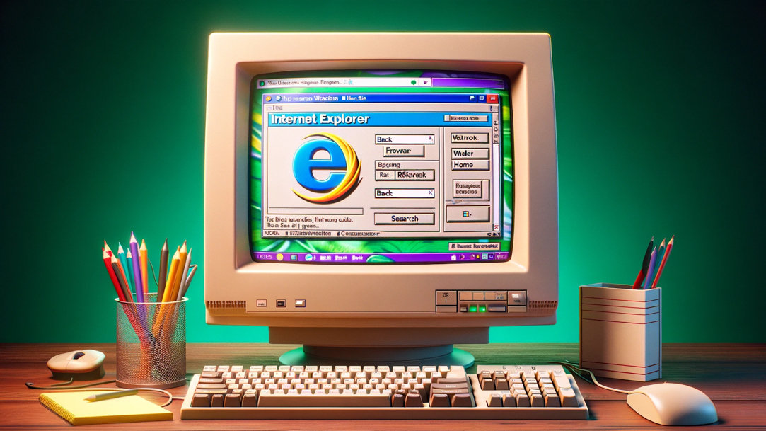 An old Internet Explorer interface on an old PC monitor