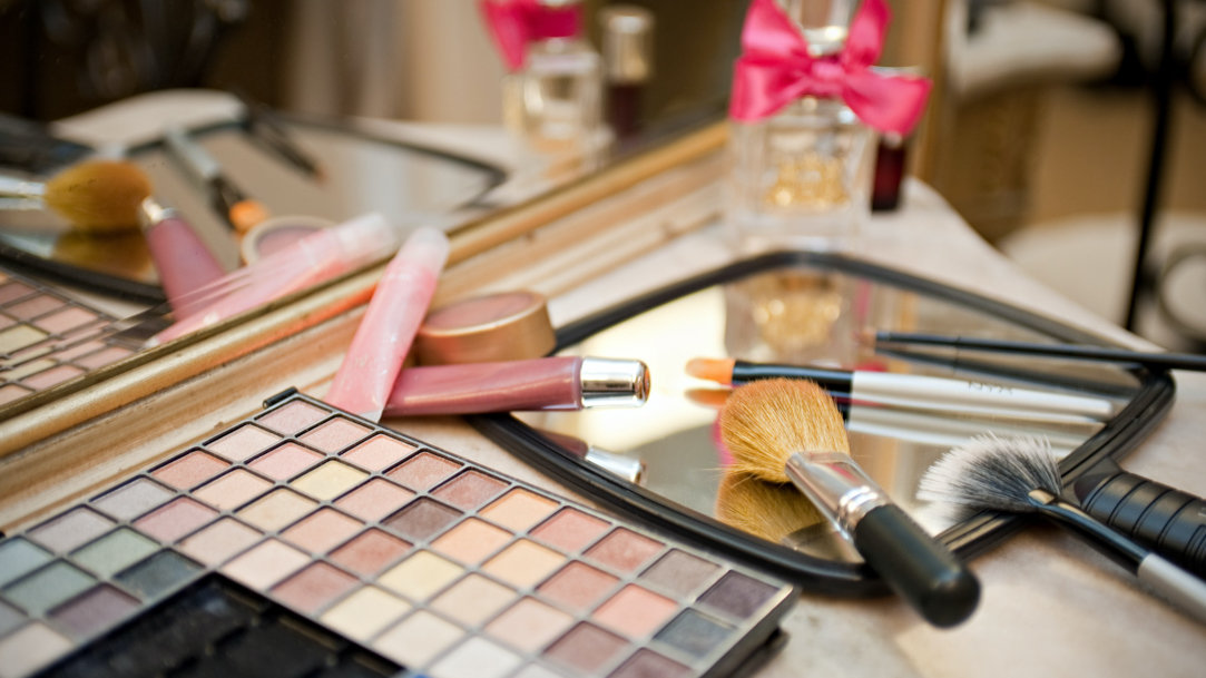 Assorted makeup on desk