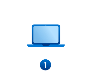 Blue computer icon with a number 1 underneath