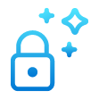 Blue lock icon with 3 blue star symbols in the upper right