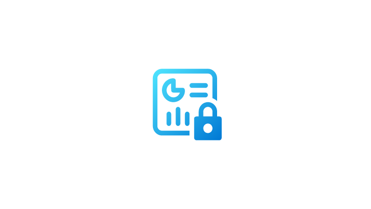 Blue outline of charts with a padlock in front