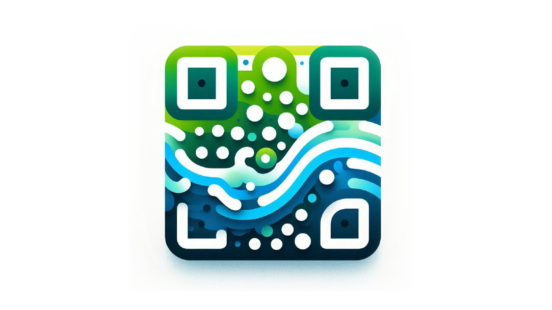 Blue, white and green QR code