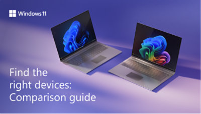 An extreme closeup of an open Windows 11 Pro PC chrome laptop partially showing the keyboard on the lower left and blue bloom image on the upper right, dramatically viewed from the side against a gradient blue background