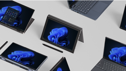 Generic Windows 11 PC with blue bloom