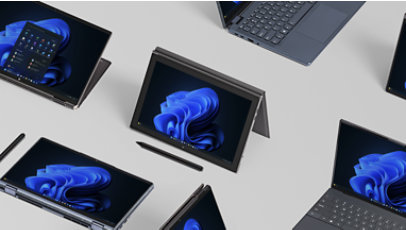 Generischer Windows 11 PC mit blauer Blüte