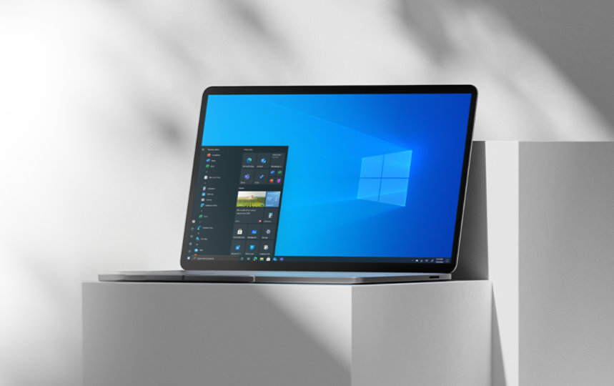 Windows 10 device sitting in a white room as shadows cast in through window
