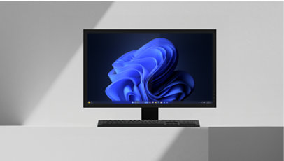 Desktop and All-in-one form factors of Microsoft devices on a white background