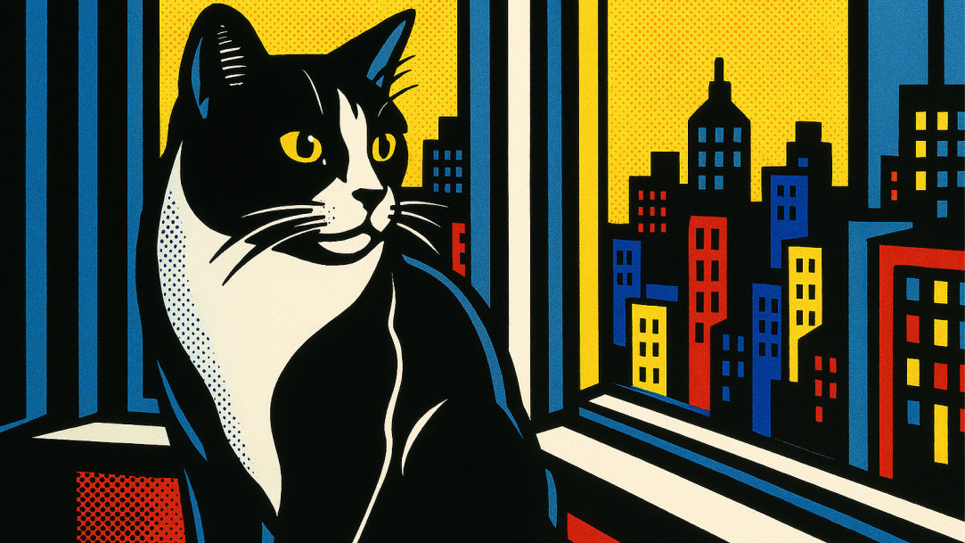 Cat Pop Art in the style of a famous pop artist