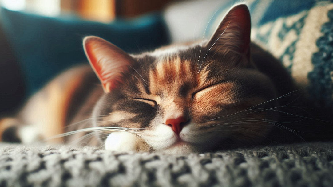 Cat sleeping on a couch