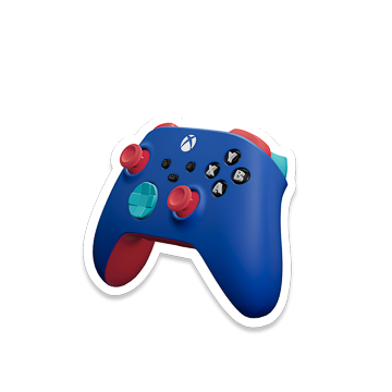 Blue and red Xbox controller