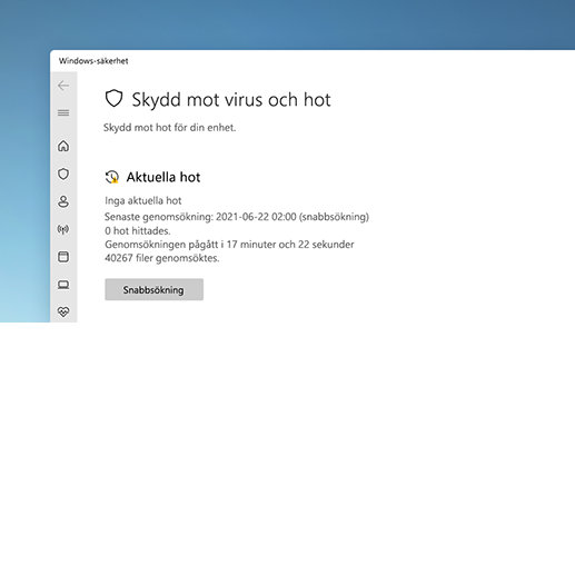 Bekräftelsemeddelande för enhet som skyddas i appen Windows Security