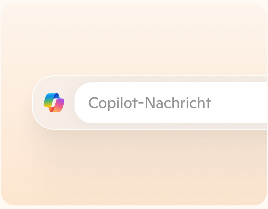 Copilot-Logo und das Copilot-Textfeld mit der Standardmeldung „Nachricht an Copilot“.