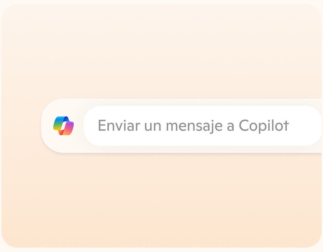 Logotipo de Copilot y el cuadro de texto de Copilot con su mensaje predeterminado: "Enviar mensaje a Copilot".