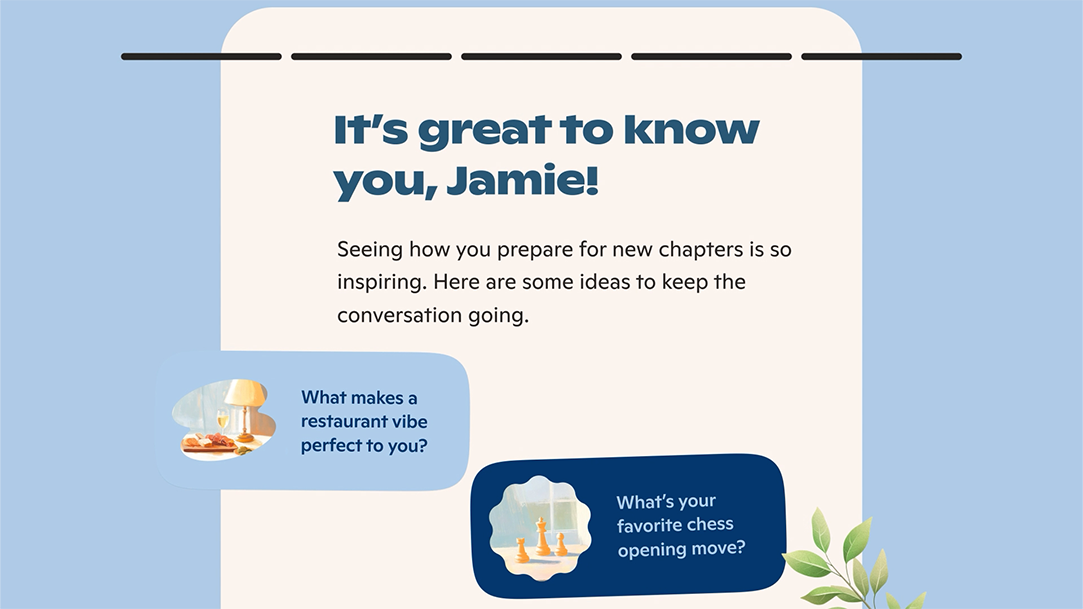 Copilot Memory screen showing text and images surrounding text that says Jamie